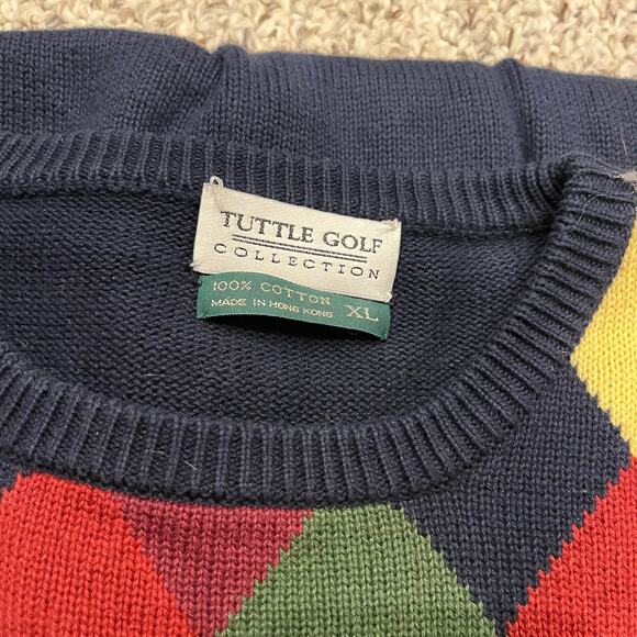 Vintage Tuttle Golf Men's Sweater Sz XL Preppy Grandpa Argyle Academia - Picture 4 of 5
